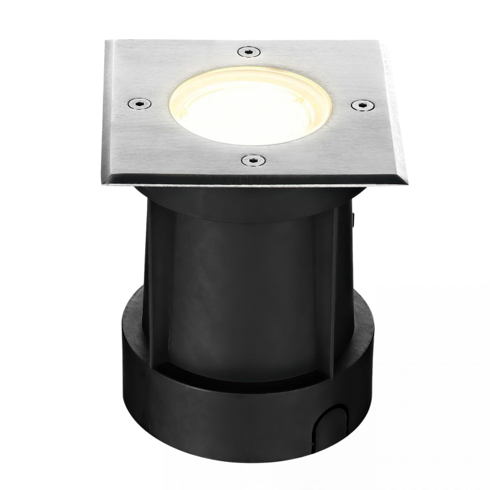  LED Bodeneinbaustrahler eckig quadratisch durchschleifbar Edelstahl Außenleuchte Bodenleuchte IP67 1,2W LED Lichtfarbe warmweiß GU10 230V